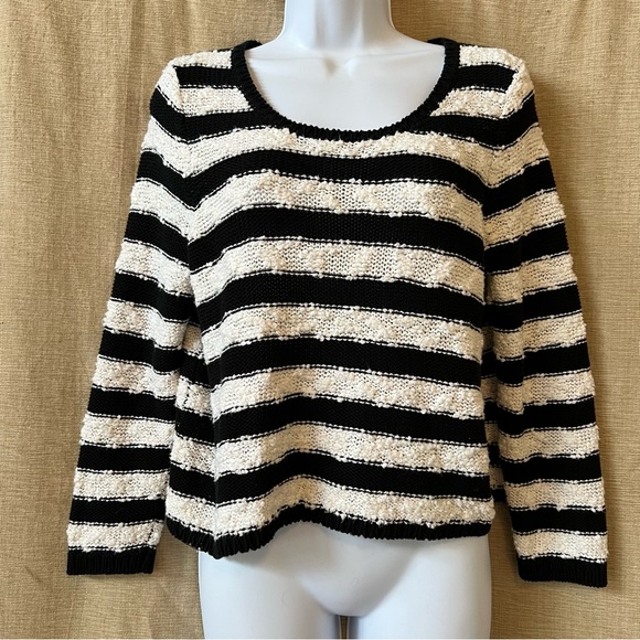 Knitted & Knotted Anthropologie nubby cropped cotton adorable sweater S / M - Picture 2 of 8